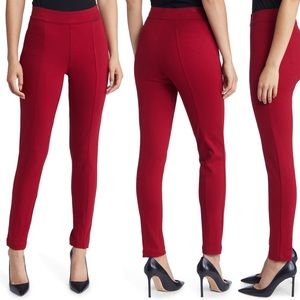 Anne Klein high waist compression straight leg ponte leggings size 10 in Red